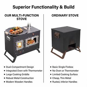 Poêle à bois multifonctionnel d'extérieur avec four à pizza intégré et plaque <span class=keywords><strong>de</strong></span> cuisson BBQ, poêle <span class=keywords><strong>de</strong></span> tente portable pour le camping et les rassemblements - Product Image 6