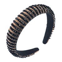 Baroque européen américain éponge cheveux paquet femmes Style coréen Simple visage lavage cheveux perlé bandeau fleur tissu filles