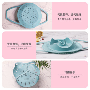 Silicone Steamer Rack Food Grade Non Stick Breathable For Steaming Buns And Dim Sum Small Blue Large Pink - Product Image 2