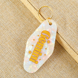 Rõ ràng long lanh motel Keychain tùy chỉnh motel Keychain UV decal nhựa Retro motel Keychain Acrylic Thẻ Hành Lý - Product Image 5