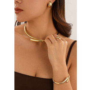 Europe États-Unis Bijoux en métal froid personnalisables pour femmes Simple Ins Style Spring Hug Collar Choker Open Mouth Chain - Product Image 2