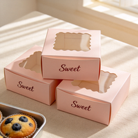 Boîte à dessert élégante avec fenêtre en forme de pétale, design gratuit, production en 72h, laminage mat, boîte cadeau biodégradable de petite taille