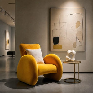 Sillón Individual de Lujo Extra Grande de Terciopelo, Sofá de Ocio con Esponja Gruesa y Reposacabezas Ancho Curvo para Sala de Estar en Villas - Product Image 4