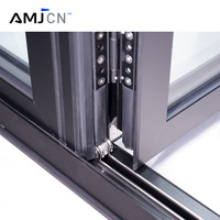 Portes pliantes en verre trempé AMJ NFRC, portes pliantes en aluminium pour patio extérieur, portes coulissantes pliantes en aluminium, portes pliantes en verre