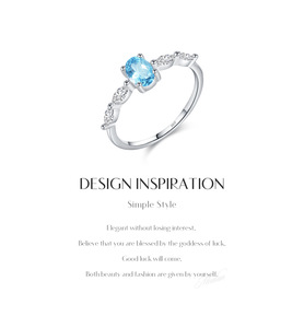 Anillo Fino de Plata de Ley S925 con Topacio Ovalado y Hoja Pavé, Novedad 2026, Regalo de Lujo para Propuesta, Anillo de Dedo Cerrado para Mujer - Product Image 6
