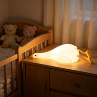 Lampe de nuit en silicone en forme d'oie mignonne, alimentation USB, contrôle par vibration, LED à intensité variable, pour décoration intérieure