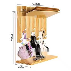 Wooden <b>Wall</b> <b>Mounted</b> Key Rack With <b>Shelf</b> For Entryway Storage And Organization - Product Image 2