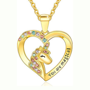 Collier Licorne Mignon avec Chaîne en Bambou – Cadeau Idéal pour Filles, <span class=keywords><strong>Anniversaire</strong></span>, Bijou pour Fille, Petite-fille, Nièce – Anti-ternissement, Hypoallergénique - Product Image 2