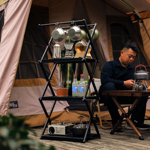 K9050 ชั้นวางของอเนกประสงค์อะลูมิเนียมแบบพับได้ ชั้นวางของกลางแจ้งรูปสี่เหลี่ยมผืนผ้า อลูมิเนียมอัลลอยด์อเนกประสงค์ ชั้นวางของจัดระเบียบ - Product Image 5