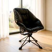 Chaise de camping pliable pivotante à 360 degrés, structure en acier, chaise lune doublée polaire, pour pique-nique, pêche, loisirs en extérieur, OEM