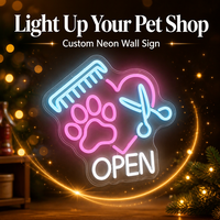Enseigne néon LED 3D en acrylique personnalisable OEM ODM pour salon de toilettage d'animaux, décoration murale de magasin ou de maison