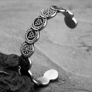 Pulsera de Acero Inoxidable Estilo Vikingo Nórdico con Runas de la Suerte, Diseño Moderno para Hombre, Chapado en Titanio, Joyería Zoryn Vintage - Product Image 4