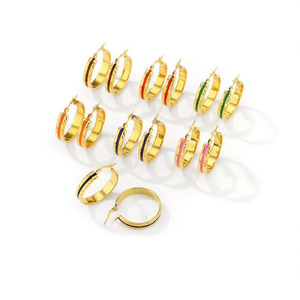 Orecchini a cerchio Angelina in acciaio inossidabile placcati in oro, gioielli alla moda per donna 47612 - Product Image 1