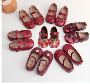 Scarpine <span class=keywords><strong>Rosse</strong></span> da Principessa per Bambine, Stile Foresta, Scarpe Mary Jane con Paillettes per Feste e Uso Quotidiano - Product Image 1