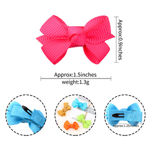 Jepit rambut anak pita warna polos 1.5 inci untuk anak perempuan jepit rambut pita simpul buatan tangan aksesori rambut baret MiNi - Product Image 3
