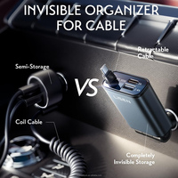 Cargador de Coche Retráctil LISEN 2026 de Alta Calidad con Cable Tipo-C, Mini Conector USB-C Ajustable de 57W para iPhone 17 16 15 Pro Max
