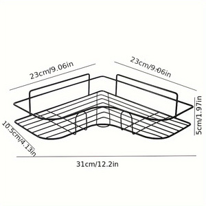 Estante de esquina para baño, montado en la pared, sin necesidad de taladrar, estante de almacenamiento para inodoro, estantes de cocina - Product Image 3