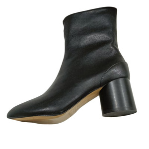 Bottes courtes pour femmes en cuir véritable de luxe, style Tabi, à talon haut, mi-montantes - Product Image 6