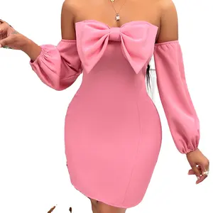 ZIYA A12S63 Wholesale Clothing Sexy Collarless Waistband Bow Tie Dress For Women