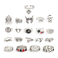 Vente flash : Ensemble de bagues vintage punk gothique avec crâne, pantagramme et croix pour hommes, bagues imposantes, bijoux de fête, cadeaux