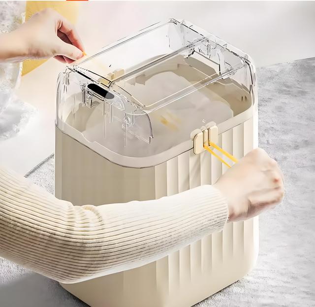 15L Plastic Standing Smart Dual Rectangular Trash Can Dual Lid Diaper Bucket Waste Bin for Home Kitchen Garbage Bin