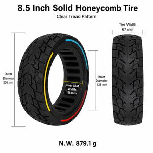 <span class=keywords><strong>Pneu</strong></span> plein alvéolé 8,5 pouces (8,5x2,5) avec ligne de couleur, compatible avec les trottinettes électriques <span class=keywords><strong>Dualtron</strong></span> <span class=keywords><strong>Mini</strong></span>, Speedway, Leger Pro (avant et arrière) - Product Image 2