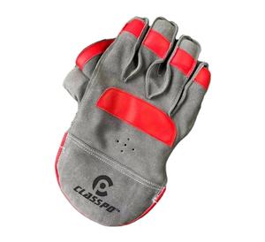Guantes Unisex Wicket Keeping Logo Personalizable Guantes Wicket Keepers Cuero Alta Calidad color gris y res hecho a medida - Product Image 1