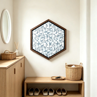 Tablero de anuncios decorativo con marco de madera, tablero de tela floral, tablero de anuncios hexagonal retro para decoración de pared de sala de estar y dormitorio