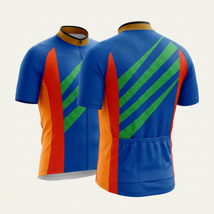Maillot de rugby personnalisé sublimé pour homme, manches courtes, col montant, pull rayé bleu, rouge, orange, anti-humidité, ajusté - Product Image 1