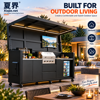 Cuisine extérieure modulaire en gros pour jardin et terrasse, poste de travail BBQ intégré pliable pour cuisine mobile commerciale et domestique