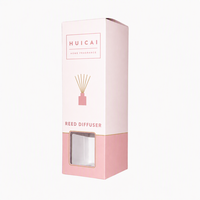 Boîte cadeau de diffuseur à roseaux pliable personnalisée de marque Huicai, avec fenêtre découpée, en carton écologique de luxe, vente en gros