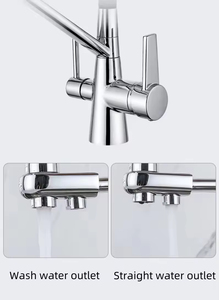 Robinet de cuisine contemporain YF à 3 voies, en laiton doré, avec douchette extractible, double poignée, <span class=keywords><strong>filtre</strong></span> à eau potable, bec flexible en silicone - Product Image 5
