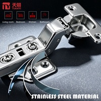 TIANYI Bisagra Hidráulica de Doble Etapa de Acero Inoxidable 201, Ajustable en 3D, 35mm, Cierre Suave, Niquelada, para Dormitorio y Baño