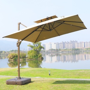 Design moderne logo personnalisé Parapluie en porte-à-faux pour l'extérieur publicité romaine <span class=keywords><strong>Parasol</strong></span> imperméable en aluminium coupe-vent avec base - Product Image 2