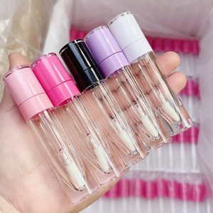 Tube de brillant à lèvres rond en plastique de 7 ml, avec applicateur, couleurs <span class=keywords><strong>rose</strong></span> fuchsia, violet, blanc, noir – En stock, vente chaude - Product Image 2