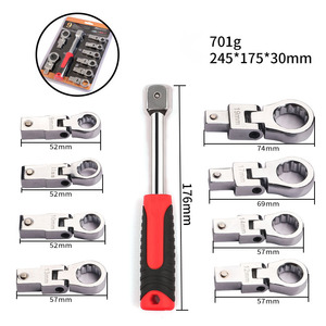 Juego de 8/9/20 piezas de Llave de trinquete de cabeza móvil desmontable, herramienta de llave de engranaje semiautomática para reparación de vehículos - Product Image 5
