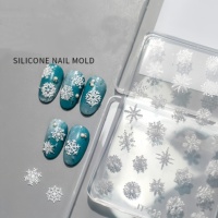 OEM 3D Fleur Moule en Silicone pour Nail Art Transparent Sculpture Flocon de Neige Xmas Stamping Plate DIY Template Nail Stamper