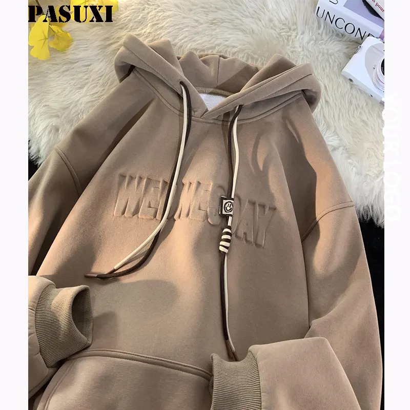 PASUXI Premium de alta calidad en relieve Logo suéteres sudadera personalizada de alto peso Sudadera con capucha 3D impresión en relieve Sudadera con capucha para hombres