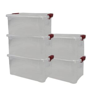 Contenedores de Almacenamiento de Plástico Transparente de 10 Litros con Cierre a Presión, 37x25.5x17 cm, Juego de Contenedores para Ropa - Product Image 1