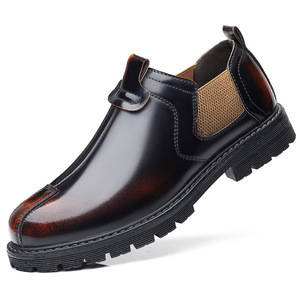 Mocassins en cuir véritable pour hommes, bout rond, à enfiler, doublure en mesh, semelle en caoutchouc, chaussures décontractées toutes saisons - Product Image 5