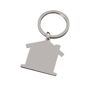 DIY Laser Logo Text Metal Keyring UV Printing House Shape Blank Stainless Steel Keychain - Product Image 1