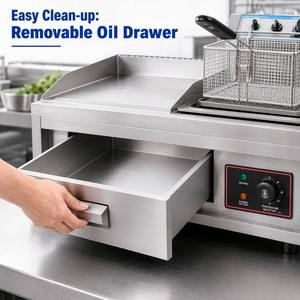 2-in-1 Electric <b>Flat</b> <b>Top</b> <b>Griddle</b> and Deep Fryer Combo 5500W Professional Stainless Steel <b>Griddle</b> Station for Commercial Kitchen - Product Image 2