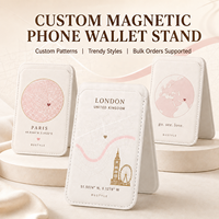 Dompet Kulit PU Kustom dengan Kantong Kartu Magnetik, Aksesoris Ponsel Universal untuk iPhone, Tempat Kartu Kredit