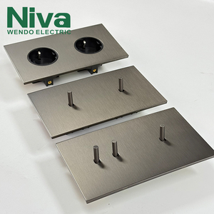 Prise murale Niva, norme européenne, panneau en acier inoxydable OEM, prises et interrupteurs Schuko, solution électrique, boîte ronde française européenne - Product Image 3