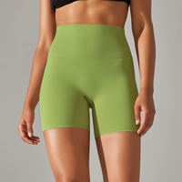 Shorts de yoga pour femmes, en nylon, pour la course à pied, la salle de sport, la remise en forme, taille haute, spandex, uni, élastique, taille push-up, exercice