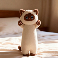 Bobova 50cm Langes Fell PP-Baumwoll-Gefülltes Unisex ODM Kuschelkissen Geschenk Sofa Bett Reise Siamesische Katzenförmige Kissen