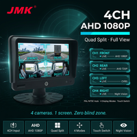 Moniteur tactile AHD JMK 7 pouces, enregistreur DVR de voiture à 4 canaux avec écran partagé, caméra de recul avant et arrière pour camions et bus
