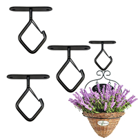 Crochets de suspension robustes en fer pour plantes de plafond avec boucle de sécurité, noirs, pour plantes, carillons éoliens, mangeoires à oiseaux, décoration de jardin