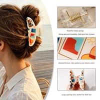 Pince à cheveux en acétate tendance pour l'été et les vacances à la plage, motif phare, voilier et surf, taille moyenne, pour femme