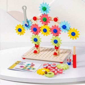 Boys Girls Christmas Birthday Gift Educational STEM Gear Construction Toy Wooden Toddler <b>Kids</b> <b>Tool</b> <b>Set</b> - Product Image 3